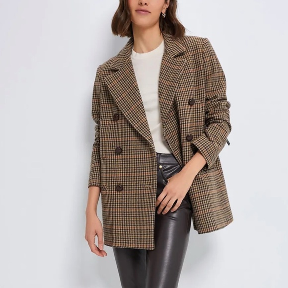 Tuckernuck Houndstooth Wool Tweed Kensington Coat - Picture 1 of 11